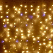 Гирлянда электрическая уличная занавес Дождь 2*6м 960LED "Мерцание" цвет теплый белый/белый (светлый провод) арт.183-108