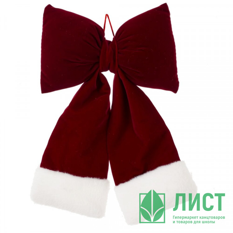 Украшение декоративное "Бант объёмный" 20*13см "Бархат" цв.красный/белый арт.823832