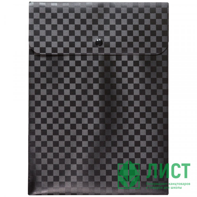 Папка-конверт на кнопке А4(230*320) 400мкм deVENTE Total Black, внеш. карман арт.3071347 (Ст.60)