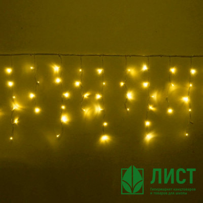 Гирлянда электрическая уличная занавес Бахрома 3*0,4/0,6м 100LED &quot;Мерцание&quot; цвет желтый (светлый провод) арт.183-0150 Гирлянда электрическая уличная занавес Бахрома 3*0,4/0,6м 100LED "Мерцание" цвет желтый (светлый провод) арт.183-0150