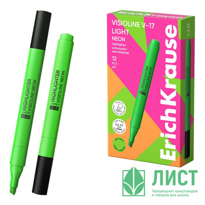 Маркер флуорисцентный ErichKrause Visioline V-17 light Neon 0,6-3мм скошенный зеленый арт.63557 (Ст.12) Маркер флуорисцентный ErichKrause Visioline V-17 light Neon 0,6-3мм скошенный зеленый арт.63557 (Ст.12)
