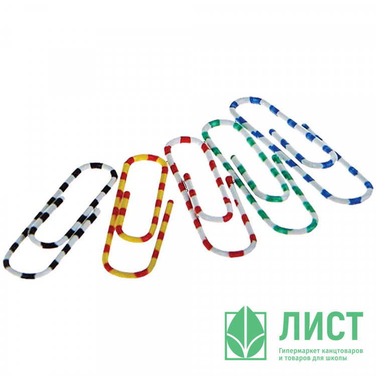 Скрепки виниловые 28мм овальные 100шт/уп. deVENTE цветные Zebra арт.4135345 (Ст.10/250)