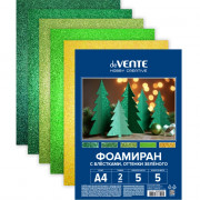 Набор цветного фоамирана А4 5 листов 5 цветов deVENTE толщина 2 мм оттенки зеленого с блестками арт.8112415