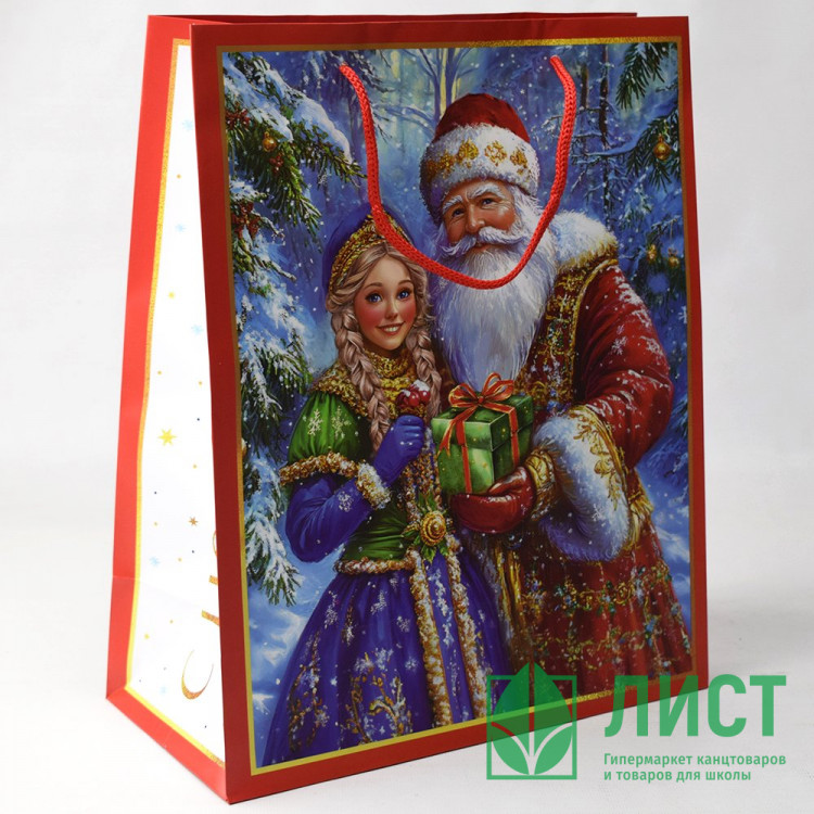 Пакет подароч. бумаж. 26*32см "Дед Мороз и Снегурочка" арт.95735FE