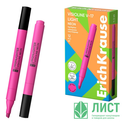 Маркер флуорисцентный ErichKrause Visioline V-17 light Neon 0,69-3мм скошенный розовый арт.63558 (Ст.12) Маркер флуорисцентный ErichKrause Visioline V-17 light Neon 0,69-3мм скошенный розовый арт.63558 (Ст.12)