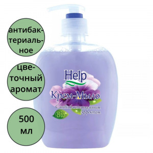 Крем-мыло жидкое 500миллилитров дозатор HELP антибактериальный